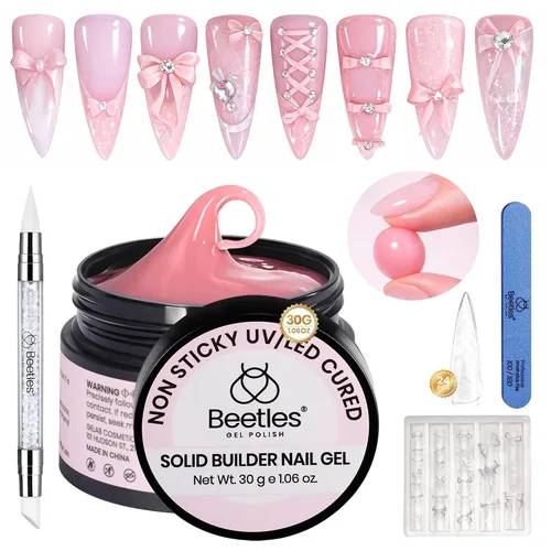Vista 22 de Beetles - Gel de uñas sólido constructor, gel transparente 3D de 1.06 onzas para esculpir, gel de construcción de gel duro con polvo de uñas