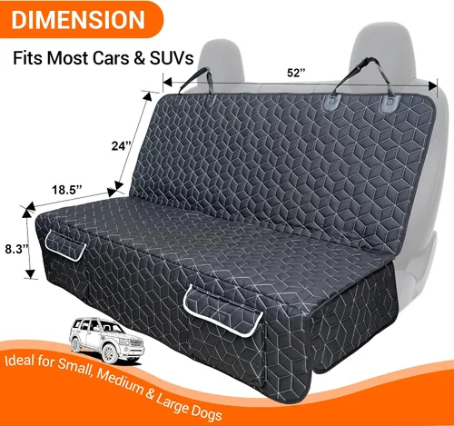 Vista 4 de Meginc - Funda de asiento de automóvil para perro, impermeable, antideslizante, protector de banco para perros, duradera 600D a prueba de arañazos