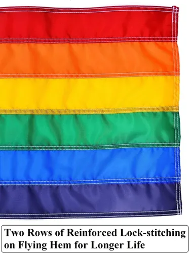 Vista 3 de US Flag Factory - Bandera arcoíris de 12 x 18 pulgadas (rayas cosidas individualmente) para exteriores SolarMax Nylon - Calidad premium - Fabricado