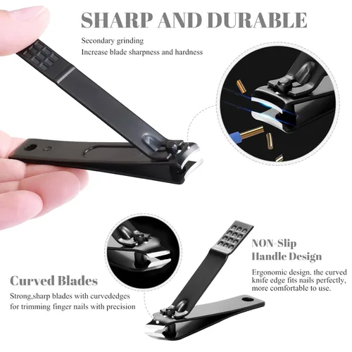 Vista 3 de Kit de manicura y pedicura para cortar uñas, tijeras Vibrissac de 5 piezas, las mejores herramientas de cuidado para hombres y mujeres con estuche