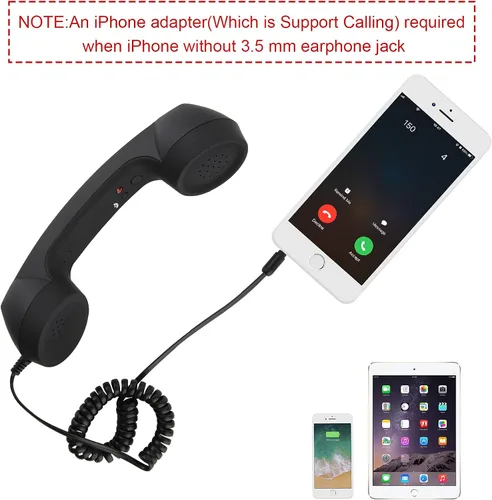 Vista 4 de Cosmos Auricular retro receptor de teléfono celular micrófono micrófono altavoz para teléfono inteligente teléfono móvil con enchufe de 0.138 in