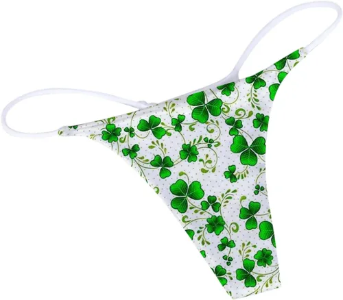 Vista 3 de Bragas sexys para el día de San Patricio para mujer, lencería sin costuras, sin costuras, sin costuras, con estampado de trébol, sin costuras
