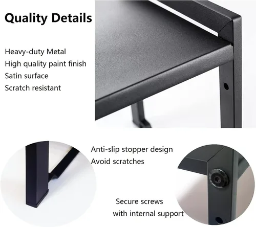 Vista 4 de Organizador de estante expandible para gabinete de 16-26 pulgadas de largo, apilable, estante para encimera de cocina, estante para fregadero, Negro