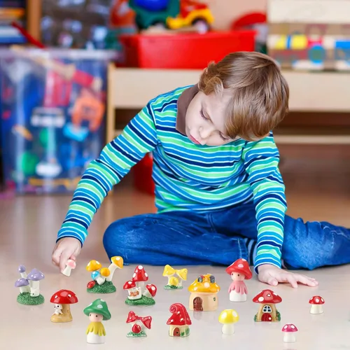 Vista 6 de Yulejo 120 piezas de mini hongos de resina para manualidades, jardín, pequeñas figuritas de hongos en miniatura, adornos coloridos a granel