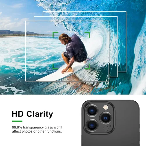 Vista 4 de Protector de lente de cámara para iPhone 13 Pro Max de 6.7 pulgadas y iPhone 13 Pro de 6.1 pulgadas, anillo 3D de aluminio de aviación, vidrio