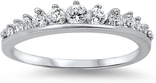 Vista 8 de CloseoutWarehouse Anillo de plata de ley 925 con circonita cúbica transparente (viene en colores)