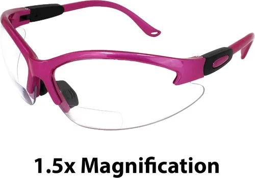 Vista 9 de Global Vision Gafas Cougar Bifocal Gafas De Seguridad De Las Mujeres Rosa Oscuro Marco De Nylon Lentes Transparentes