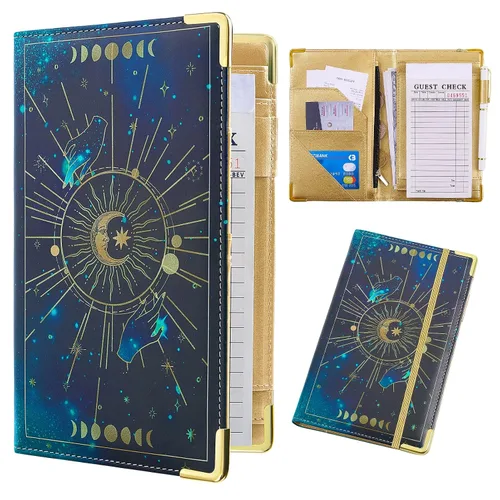 Vista 7 de Bienbee Libreta de servidor, libro de camarera. Libros de servidor para camarera, libro de camarero con bolsillo con cremallera para dinero. Libro