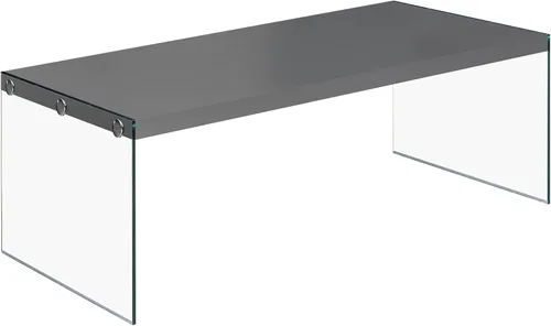 Vista 5 de Mesa de café, mesa de cóctel de vidrio templado, Madera, gris