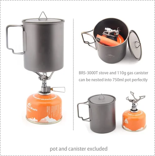 Vista 6 de BRS Stove BRS 3000T Estufa de Titanio Ultraligera para Mochileros Estufa Portátil de Propano para Camping Estufa de Gas Quemador de Gas Estufa