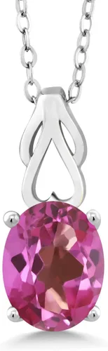 Vista 84 de Gem Stone King Collar de plata de ley 925 con piedra natal ovalada de 0.354 x 0.276 in Collar con colgante solitario para mujer Con cadena