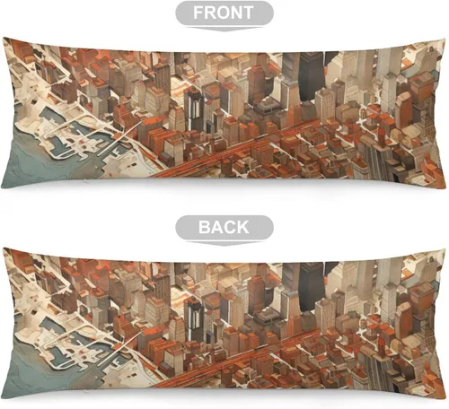 Vista 3 de Funda de almohada de cuerpo con mapa personalizado de la ciudad de Nueva York, 20 x 54 pulgadas, funda protectora de almohada larga con cremallera