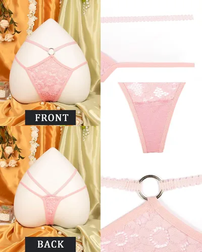Vista 12 de Ropa interior con purpurina transpirable con encaje sexy para mujer
