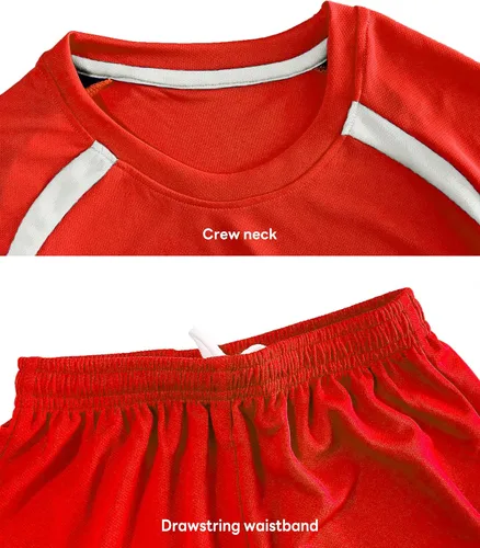 Vista 4 de M2C Camiseta y pantalones cortos de fútbol sólido para hombre con calcetines para entrenamiento de equipo deportivo