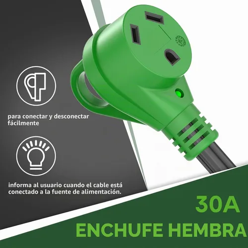 Vista 5 de RVGUARD Cable adaptador de generador RV de 3 clavijas de 30 amperios a 30 amperios de 12 pulgadas STW 10/3, enchufe macho de bloqueo L5-30P a hembra