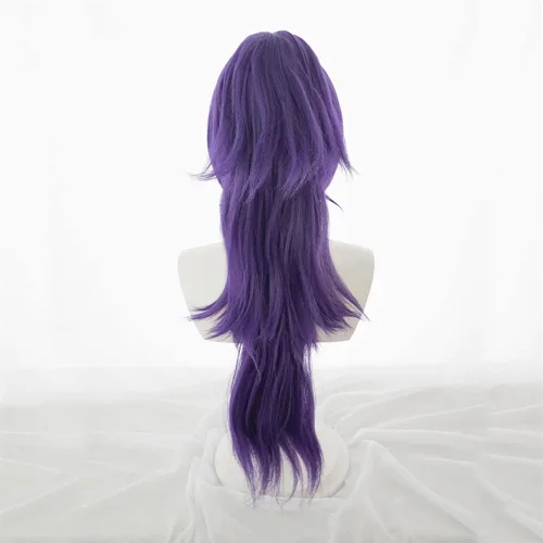 Vista 4 de Xingwang Queen Peluca de cosplay de anime, peluca de cola de caballo morada para mujeres