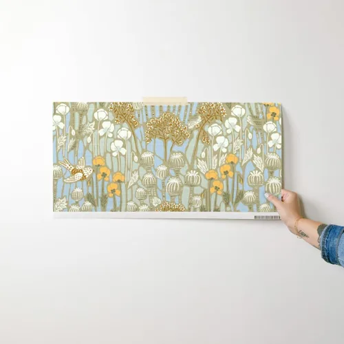 Vista 7 de Spoonflower Papel tapiz para despegar y pegar - Amapola Campo Pájaros Crema Neutral Naturaleza Taupe Papel pintado extraíble personalizado