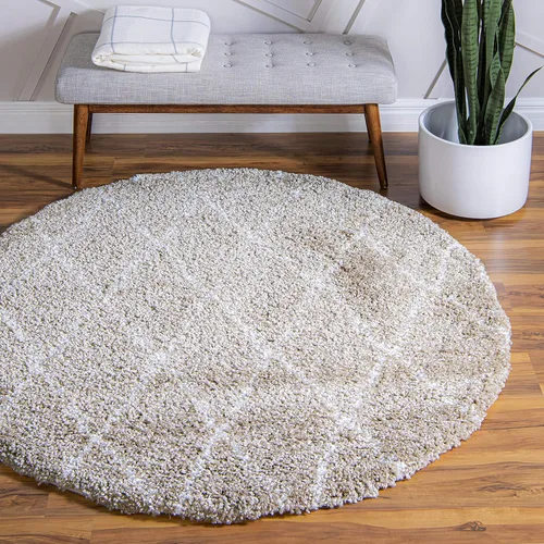 Vista 33 de Unique Loom Rabat Shag Collection - Alfombra de área con enrejado (2 pies 2 pulgadas x 3 pies 1 pulgada, rectangular, marfil puro/gris)