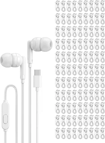 Vista 11 de Pearl - Paquete de 50 auriculares USB C con cable a granel para iPhone 17/16/15 Pro Max Plus, Galaxy Series, Chromebook, MacBook, auriculares tipo C