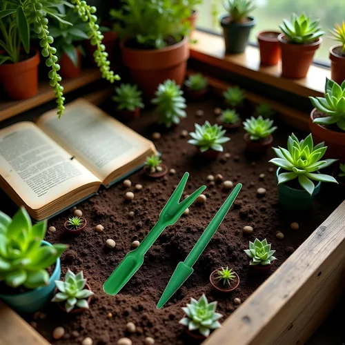 Vista 4 de Mini herramientas de trasplante de suculentas de mano, Widger de plástico, plántulas de plástico Dibber para excavar, mini jardines, herramientas
