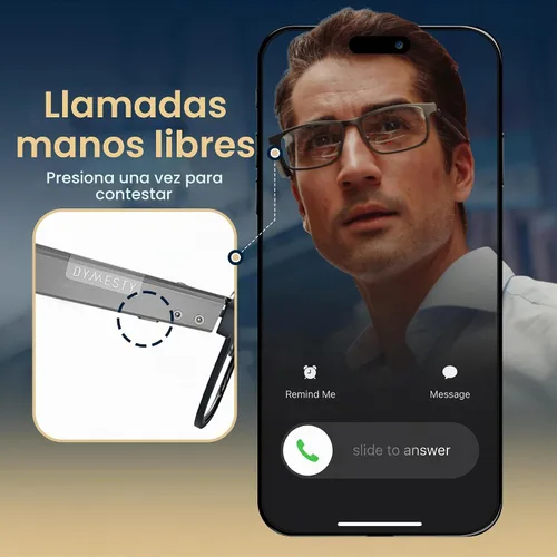 Vista 8 de Lentes inteligentes AI, audio Bluetooth de oído abierto, grabación de voz, traducción en tiempo real, transcripción de reuniones, marco de titanio