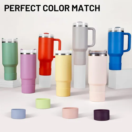 Vista 12 de Juego de funda para botas y pajilla, 2 fundas de silicona, 3 tapas de pajita, protector inferior para Stanley Cup H2.0 30 oz y 40 oz, coincidencia