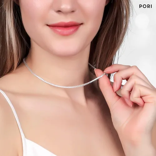 Vista 2 de PORI JEWELERS Sterling Silver Italian 2.5MM Solid Franco Square Box Link Chain Necklace
