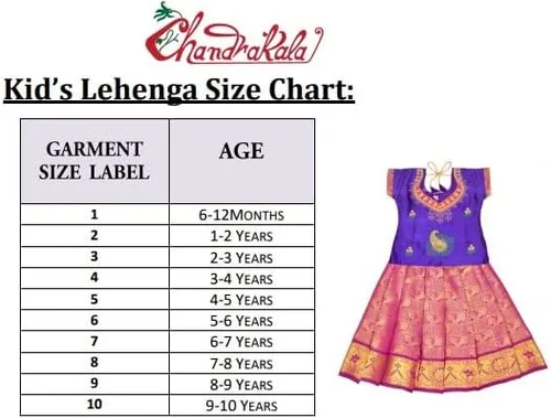 Vista 7 de Chandrakala Niños Pattu pavadai étnico tradicional Lehenga choli Chaniya Choli vestido falda Tops para niñas (KL107)