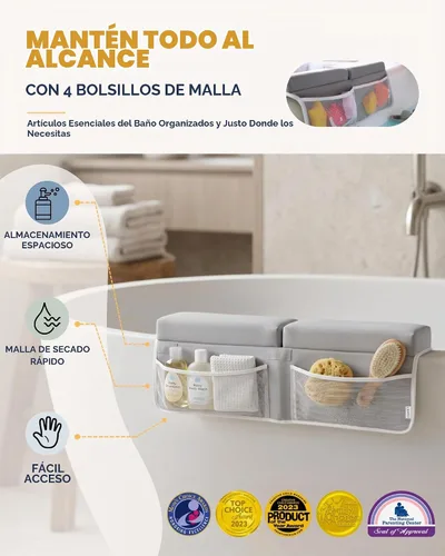 Vista 4 de Cómodo juego de rodilleras y coderas de baño para bebé, almohadilla gruesa de espuma viscoelástica con soporte para el codo, cojín de bañera