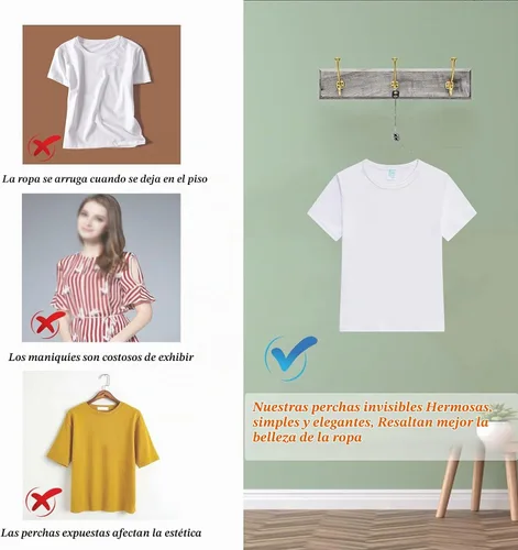 Vista 6 de Percha invisible con forma de maniquí ajustable, soporte de acrílico para colgar ropa, montaje en pared, para venta al por menor, boutique
