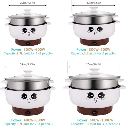 Vista 5 de Olla caliente eléctrica multifuncional de 4 en 1 para saltear, parrilla, wok, olla caliente eléctrica para fideos, cocinar arroz, guiso, sopa