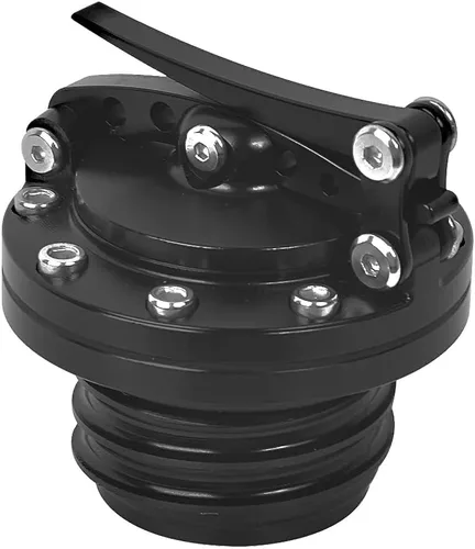 Vista 5 de Tapa de tanque de combustible de liberación rápida en negro para motocicleta, para Harley Sportster XL 1200 883 X48 Dyna Touring 1996 y posteriores