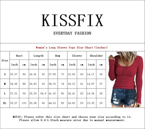 Vista 4 de Kissfix Camisas de manga larga para mujer, estilo casual, para otoño, con botones, básicas, de punto acanalado