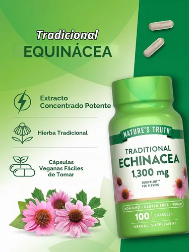 Vista 5 de Cápsulas de extracto de equinácea 1300 mg 100 unidades Sin OMG y sin gluten por Nature's Truth