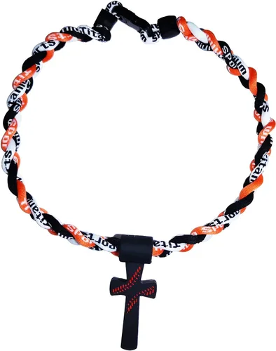 Vista 9 de Collar de cuerda de béisbol con cruz de silicona