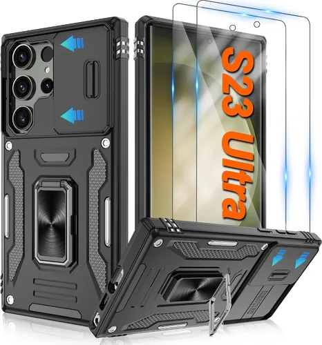 Vista 40 de Atump Funda para Motorola Moto G Play 2024 (4G) con [paquete de 2] protector de pantalla HD y cubierta para cámara deslizante, soporte de anillo