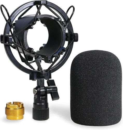 Vista 8 de SUNMON Soporte de choque AT2020, soporte de montaje de choque reduce el ruido de vibración para Audio Technica AT2020 AT2035 AT4040 AT2020USB