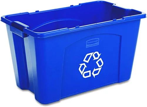 Vista 7 de Rubbermaid Commercial Products, cubo/caja de reciclaje apilable, 14 galones, azul, para interiores/exteriores/garajes/hogares/instalaciones