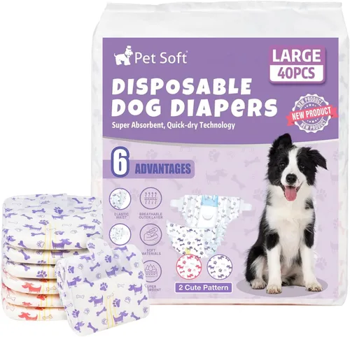 Vista 10 de Pet Soft Pañales desechables para perras – Pañales desechables para perritos con indicador de humedad, pañal para cachorros y gatos súper