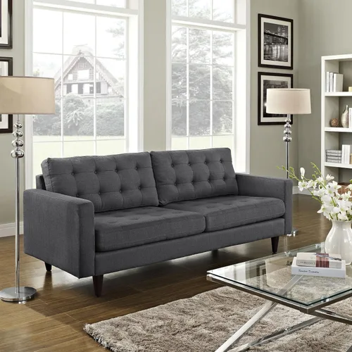 Vista 16 de Modway EEI-1547-DOR Empress Mid-Century - Sofá biplaza tapizado de tela en gris