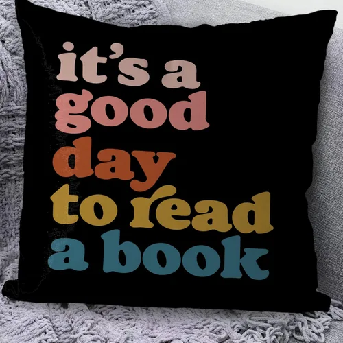 Vista 3 de KEUSPI Funda de Almohada de Lectura "It's a Good Day to Read a Book" Decoración de Lectura Funda de Almohada Decorativa 18x18 pulgadas, Funda