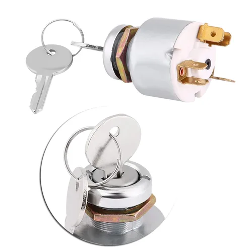 Vista 4 de Interruptor de llave, SPB501 Interruptor de encendido con 2 llaves, 12V Interruptor de encendido universal de 3 posiciones para automóvil, tractor