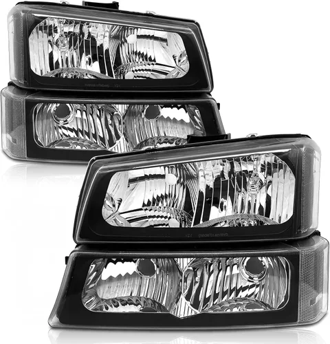 Vista 10 de 2003 2004 2005 2006 Conjunto de faros delanteros Chevy Silverado para 03-06 Chevy Silverado Avalanche 1500/2500/3500 Carcasa cromada Reflector ámbar