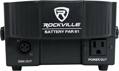 Vista 5 de Rockville Luz de lavado DMX recargable RGBWA+UV de batería PAR 61 de 36W, haz de 25 grados, baterías reemplazables, control remoto IR, activada por
