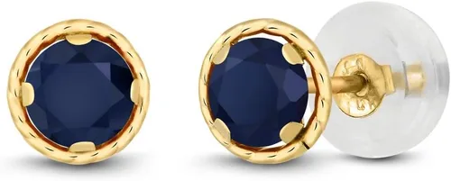 Vista 31 de Gem Stone King Aretes redondos de oro amarillo de 14 quilates con piedra natal Redondos de 0.157 in Aretes de oro para mujeres y hombres