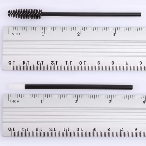 Vista 2 de Tbestmax 200 carretes desechables para rímel y cepillos de labios, aplicador de brillo de labios para extensiones de pestañas de cejas, kits de Negro