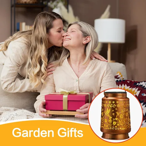 Vista 6 de Faroles solares de colibrí para exteriores, impermeables, decoración de jardín, luz LED de metal, regalos de cumpleaños para mujeres, mamá, regalos