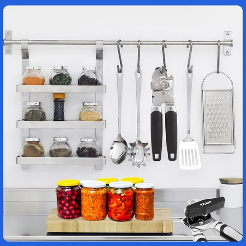 Vista 7 de Abrelatas manual, acero inoxidable apto para alimentos, borde liso, tapas de lata, abrebotellas con mango antideslizante y perilla giratoria