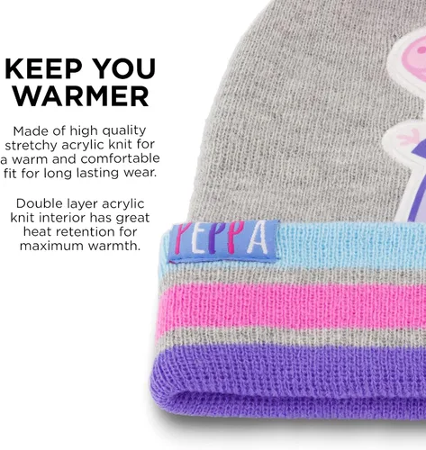 Vista 3 de Hasbro Sombrero de invierno, guantes para niños pequeños, gorro de bebé de Peppa Pig para niña