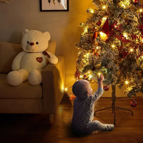 Vista 6 de Luces LED de Navidad, 50 unidades, luz LED de Navidad sin costuras para exteriores e interiores, grado de iluminación comercial, luz roja, cable